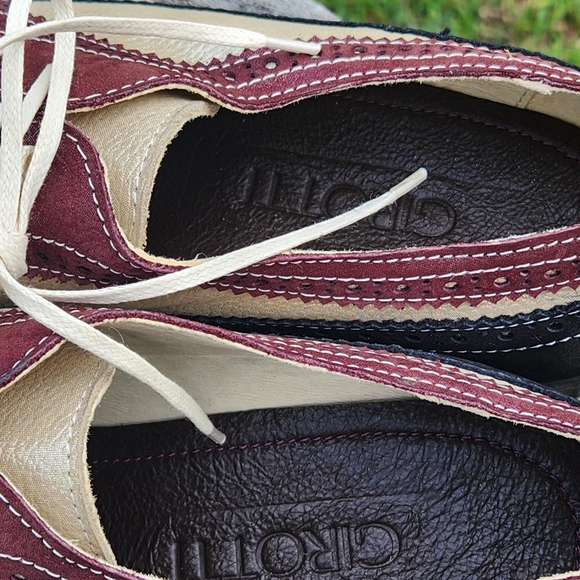 Girotti International Handmade Metallic Leather  Colorblock Oxford Shoes 43 - Picture 2 of 6